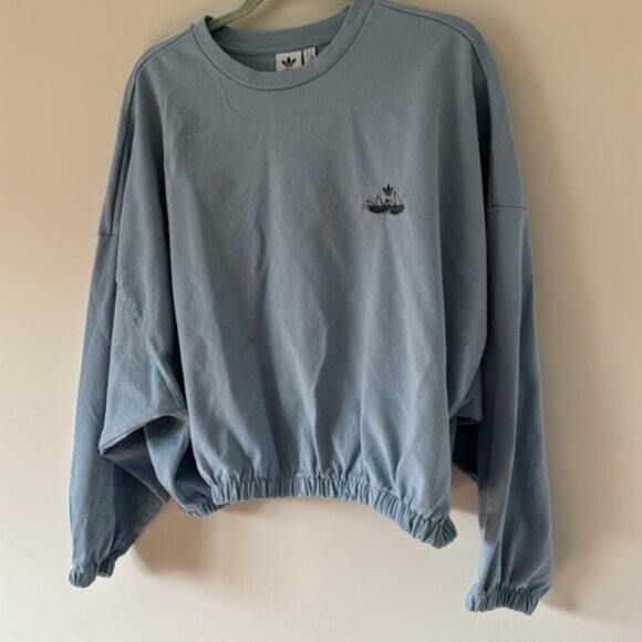 Adidas Women Blue Originals Triple Trefoil Crewneck Sweatshirt Size XL NWOT - Picture 4 of 13